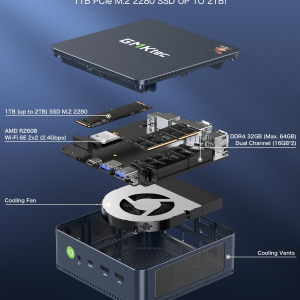 GMKtec Mini-PC 5825U (beat Ryzen 7 5850U), M5 Plus Dual LAN 2.5G Desktop Computer, AMD Ryzen 7 5825U (8C/16T 4.50GHz), 32GB DDR4 RAM + 1TB PCIe-SSD, WiFi 6E, USB 3.2, USB-C, BT...
