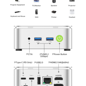 GMKtec Ryzen 5 Mini PC 3500U((4C/8T 3.7Ghz) G10 Desktop PC Computer, 16G DDR4 RAM 512GB PCle3.0x4 SSD, WiFi 5, USB3.2, USB-C, BT 5.0, DP, HDMI,Mini Computer