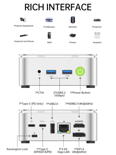 GMKtec Ryzen 5 Mini PC 3500U((4C/8T 3.7Ghz) G10 Desktop PC Computer, 16G DDR4 RAM 512GB PCle3.0x4 SSD, WiFi 5, USB3.2, USB-C, BT 5.0, DP, HDMI,Mini Computer