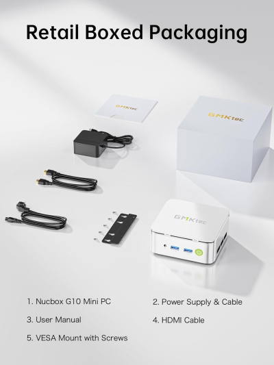 GMKtec Ryzen 5 Mini PC 3500U((4C/8T 3.7Ghz) G10 Desktop PC Computer, 16G DDR4 RAM 512GB PCle3.0x4 SSD, WiFi 5, USB3.2, USB-C, BT 5.0, DP, HDMI,Mini Computer