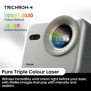 Hisense 4K Trichroma Mini Laser Projector C1TUK 65-300'' Proejection Size, Triple Colour, Dolby Vision&Atmos, JBL Audio and VIDAA Smart OS, and Netflix, YouTube, Prime Video