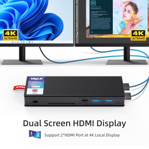 MeLE Mini PC Stick Fanless PCG02 Pro N5100 8GB 256GB, Dual HDMI Micro Desktop Computer Gigabit Ethernet BT5.1 USB-C PD3.0 for Business Office Media IoT Industrial PXE Auto Power on