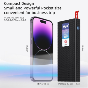 MeLE Mini PC Stick Fanless PCG02 Pro N5100 8GB 256GB, Dual HDMI Micro Desktop Computer Gigabit Ethernet BT5.1 USB-C PD3.0 for Business Office Media IoT Industrial PXE Auto Power on