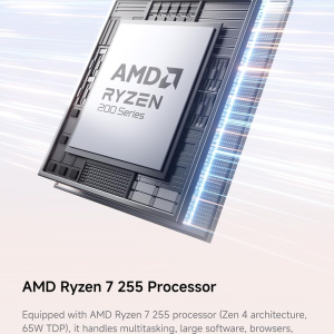 MINISFORUM AI X1-255 Mini PC AMD Ryzen 7 255 (8C/16T, up to 4,9 GHz), 32 GB DDR5 RAM 1 TB M.2 SSD,HDMI/DP/USB4 (4K@120 Hz), Dual Speaker/DMIC,USB-A X 3, 2.5G LAN, Wi-Fi 7/BT5.4