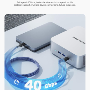MINISFORUM AI X1-255 Mini PC AMD Ryzen 7 255 (8C/16T, up to 4,9 GHz), 32 GB DDR5 RAM 1 TB M.2 SSD,HDMI/DP/USB4 (4K@120 Hz), Dual Speaker/DMIC,USB-A X 3, 2.5G LAN, Wi-Fi 7/BT5.4