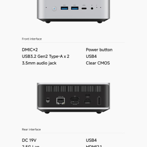MINISFORUM AI X1-255 Mini PC AMD Ryzen 7 255 (8C/16T, up to 4,9 GHz), 32 GB DDR5 RAM 1 TB M.2 SSD,HDMI/DP/USB4 (4K@120 Hz), Dual Speaker/DMIC,USB-A X 3, 2.5G LAN, Wi-Fi 7/BT5.4