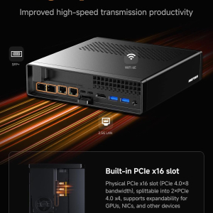 MINISFORUM AMD Ryzen 9 9955HX MS-A2 Mini PC (16C/32T, up to 5.4GHz), 64GB DDR5 1TB SSD,PCIe×16, HDMI/2x USB-C (8K@60Hz), 2x SFP+ 10G, 2x 2.5G LAN, 3x SSD M.2 (2280/22110/U.2)