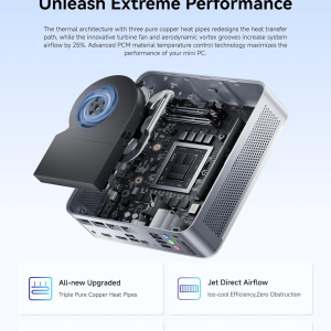 MINISFORUM Elite Mini M1-1295 Mini PC Barebone with Intel Core i9-12950HX (16C/24T, Turbo up to 5.0GHz), HDMI 2.1/DP 1.4/USB-C, LAN 2.5GbE, 4x USB-A, Wi-Fi 6E, BT 5.2（NO RAM/SSD/OS