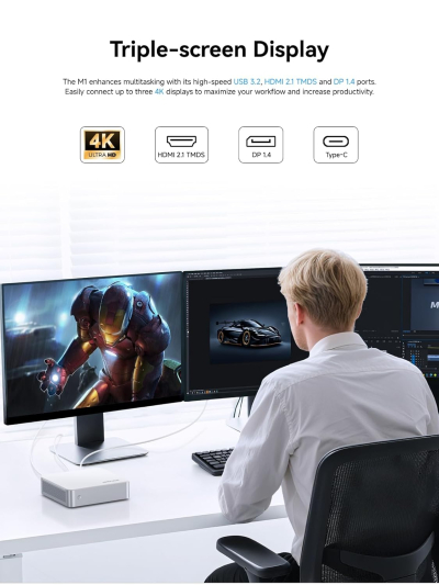 MINISFORUM Elite Mini M1-1295 Mini PC Barebone with Intel Core i9-12950HX (16C/24T, Turbo up to 5.0GHz), HDMI 2.1/DP 1.4/USB-C, LAN 2.5GbE, 4x USB-A, Wi-Fi 6E, BT 5.2（NO RAM/SSD/OS