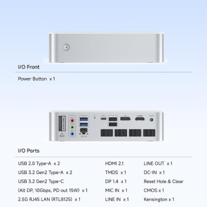 MINISFORUM Elite Mini M1-1295 Mini PC Barebone with Intel Core i9-12950HX (16C/24T, Turbo up to 5.0GHz), HDMI 2.1/DP 1.4/USB-C, LAN 2.5GbE, 4x USB-A, Wi-Fi 6E, BT 5.2（NO RAM/SSD/OS