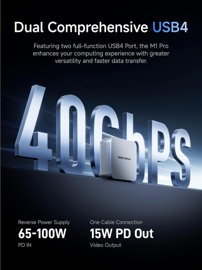 MINISFORUM M1 Pro-125H Barebone with Mini PC, Intel Core Ultra 5 125H (14C/18T, Up to 4.5GHz),USB4/RAID/OCuLink/Wi-Fi 7/BT 5.4, 4K Quad Display