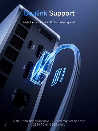 MINISFORUM M1 Pro-125H Barebone with Mini PC, Intel Core Ultra 5 125H (14C/18T, Up to 4.5GHz),USB4/RAID/OCuLink/Wi-Fi 7/BT 5.4, 4K Quad Display