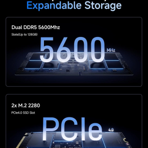 MINISFORUM M1 Pro-125H Barebone with Mini PC, Intel Core Ultra 5 125H (14C/18T, Up to 4.5GHz),USB4/RAID/OCuLink/Wi-Fi 7/BT 5.4, 4K Quad Display
