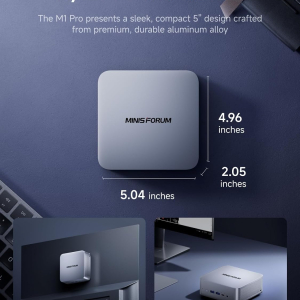 MINISFORUM M1 Pro-125H Barebone with Mini PC, Intel Core Ultra 5 125H (14C/18T, Up to 4.5GHz),USB4/RAID/OCuLink/Wi-Fi 7/BT 5.4, 4K Quad Display