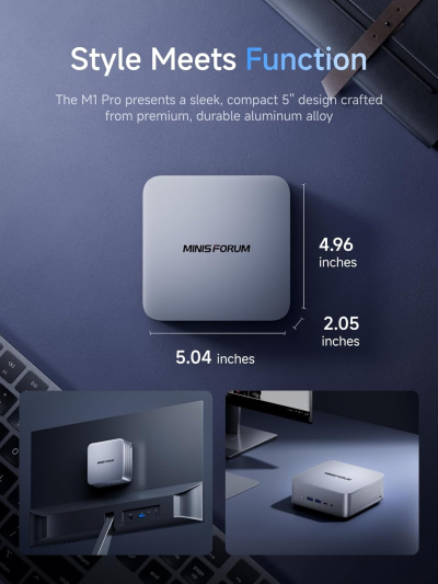 MINISFORUM M1 Pro-125H Mini PC, Intel Core Ultra 5 125H (14C/18T, Up to 4.5GHz), 32GB DDR5 RAM,1TB M.2 PCIe4.0 SSD, USB4/RAID/OCuLink/Wi-Fi 7/BT 5.4, 4K Quad Display