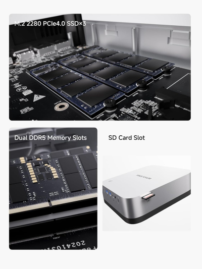 MINISFORUM Mini PC AI X1 Pro AMD Ryzen AI 9 HX370(12 Cores/24 Threads, up to 5.1GHz)&AMD Radeon 890M Mini Gaming Computer,32GB DDR5 1TB PCIe 4.0 SSD, 8K Quad Display,Dual 2.5...