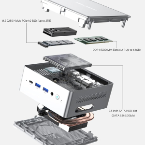 MINISFORUM Mini PC NAB6 Lite Intel Core i5-12600H,12 Cores 16 Threads,up to 4.5GHz 16GB RAM DDR4 500GB PCIe4.0 SSD Dual 2.5 G RJ45 LAN Mini Computer,2 x HDMI,7 x USB Port,WiFi...