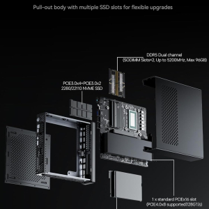 MINISFORUM MS-01 Mini Workstation Barebone PC,with Intel Core i9-12900H (vPro Enterprise Support) Mini PC,2x 10Gbps SFP+/2x 2.5G RJ45/2x USB4/HDIM/1x PCIe4.0x16 slot/Support 3x...
