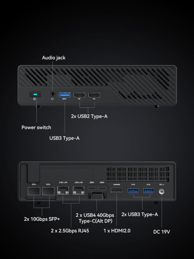 MINISFORUM MS-01 Mini Workstation Intel Core i9-13900H (vPro Enterprise Support) 32GB DDR5 1TB SSD Mini PC,2x 10Gbps SFP+/2x 2.5G RJ45/2x USB4/HDIM/1x PCIe4.0x16 slot/Support 3x...