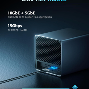 MINISFORUM N5 Pro-P370 5-Bay Desktop NAS(0+128GB), AMD Ryzen AI 9 HX Pro 370 12C/24T Up to 5.1GHz, 10GbE+5GbE, 3× M.2/U.2, OCuLink, HDMI/2 x USB4 4K 144Hz, PCIe ×16, MinisCloud OS