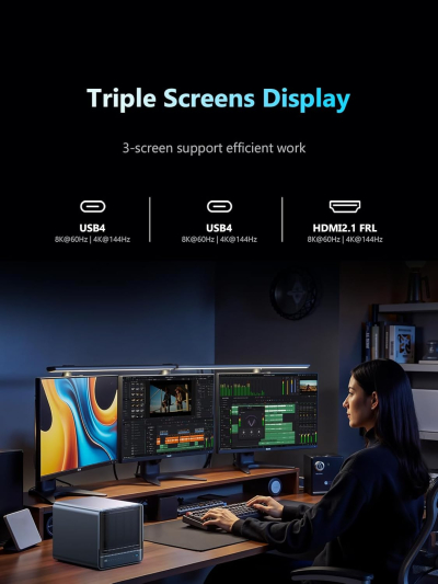MINISFORUM N5 Pro-P370 5-Bay Desktop NAS(0+128GB), AMD Ryzen AI 9 HX Pro 370 12C/24T Up to 5.1GHz, 10GbE+5GbE, 3× M.2/U.2, OCuLink, HDMI/2 x USB4 4K 144Hz, PCIe ×16, MinisCloud OS