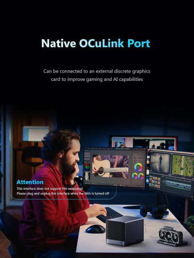 MINISFORUM N5 Pro-P370 5-Bay Desktop NAS(0+128GB), AMD Ryzen AI 9 HX Pro 370 12C/24T Up to 5.1GHz, 10GbE+5GbE, 3× M.2/U.2, OCuLink, HDMI/2 x USB4 4K 144Hz, PCIe ×16, MinisCloud OS