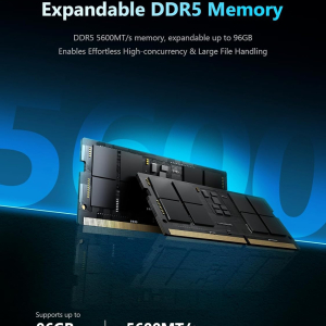 MINISFORUM N5 Pro-P370 5-Bay Desktop NAS(0+128GB), AMD Ryzen AI 9 HX Pro 370 12C/24T Up to 5.1GHz, 10GbE+5GbE, 3× M.2/U.2, OCuLink, HDMI/2 x USB4 4K 144Hz, PCIe ×16, MinisCloud OS