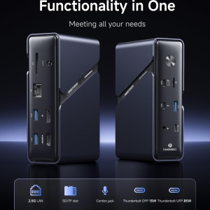 MINISFORUM TB4-01 12-in-1 Docking Station,Intel JHL8440 Thunderbolt 4 Controller，PD 85W,HDMI 2.1/DP1.4,SD/TF, Thunderbolt 4x 2,3 x USBA,1 x USB C,2.5G RJ45