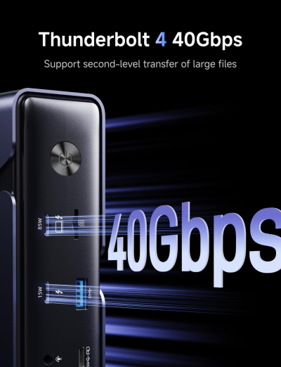 MINISFORUM TB4-01 12-in-1 Docking Station,Intel JHL8440 Thunderbolt 4 Controller，PD 85W,HDMI 2.1/DP1.4,SD/TF, Thunderbolt 4x 2,3 x USBA,1 x USB C,2.5G RJ45