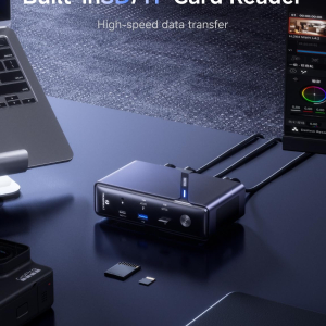 MINISFORUM TB4-01 12-in-1 Docking Station,Intel JHL8440 Thunderbolt 4 Controller，PD 85W,HDMI 2.1/DP1.4,SD/TF, Thunderbolt 4x 2,3 x USBA,1 x USB C,2.5G RJ45