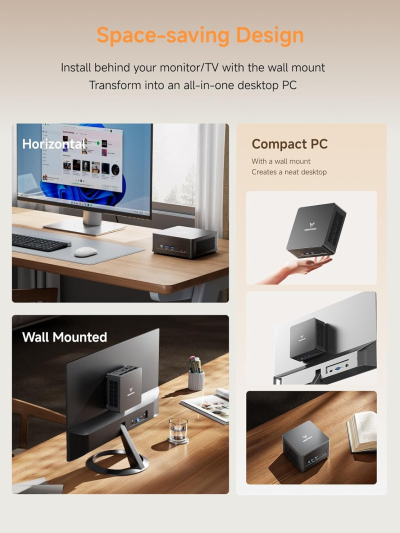 MINISFORUM UM690L Slim Mini PC, AMD Ryzen 9 6900HX Mini Computer (8C/16T, up to 4.9 GHz), 32 GB LPDDR5 and 1 TB PCIe 4.0 SSD, DP/HDMI 2.1/USB 4, 4 x USB Type-A, WiFi 6E/BT 5.3