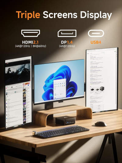 MINISFORUM UM690L Slim Mini PC, AMD Ryzen 9 6900HX Mini Computer (8C/16T, up to 4.9 GHz), 32 GB LPDDR5 and 1 TB PCIe 4.0 SSD, DP/HDMI 2.1/USB 4, 4 x USB Type-A, WiFi 6E/BT 5.3