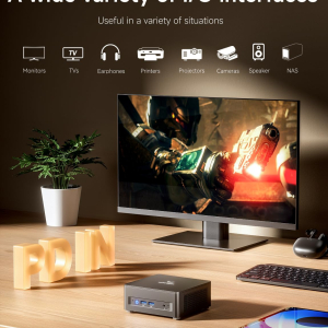 MINISFORUM UM690L Slim Mini PC, AMD Ryzen 9 6900HX Mini Computer (8C/16T, up to 4.9 GHz), 32 GB LPDDR5 and 1 TB PCIe 4.0 SSD, DP/HDMI 2.1/USB 4, 4 x USB Type-A, WiFi 6E/BT 5.3