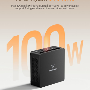 MINISFORUM UM690L Slim Mini PC, AMD Ryzen 9 6900HX Mini Computer (8C/16T, up to 4.9 GHz), 32 GB LPDDR5 and 1 TB PCIe 4.0 SSD, DP/HDMI 2.1/USB 4, 4 x USB Type-A, WiFi 6E/BT 5.3
