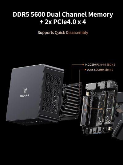 MINISFORUM UM890 Pro Mini PC, AMD Ryzen 9 8945HS (up to 5.2GHz) Mini Computers, 64GB DDR5 5600MHz RAM&1TB PCIe 4.0 SSD, Mini Desktop Quad Display HDMI/DP1.4/USB-C, AMD Radeon...