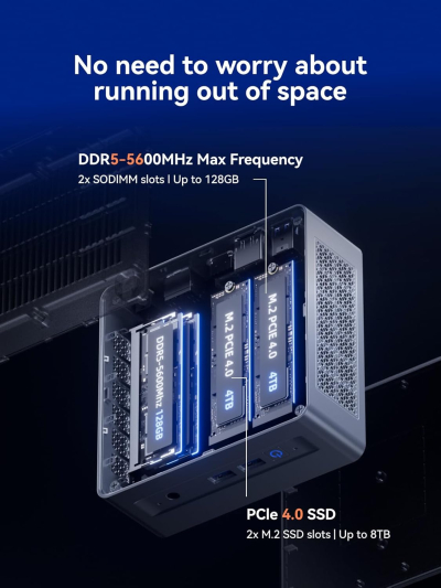 MINISFORUM X1 Lite-255 Mini PC with AMD Ryzen 7 255 (8C/16T), AMD Radeon 780M, 32GB DDR5 1TB SSD, WiFi 6E+2.5GbE LAN, OCuLink eGPU Mini Computer, HDMI+DP+USB4 Triple Displays...