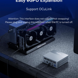 MINISFORUM X1 Lite-255 Mini PC with AMD Ryzen 7 255 (8C/16T), AMD Radeon 780M, 32GB DDR5 1TB SSD, WiFi 6E+2.5GbE LAN, OCuLink eGPU Mini Computer, HDMI+DP+USB4 Triple Displays...