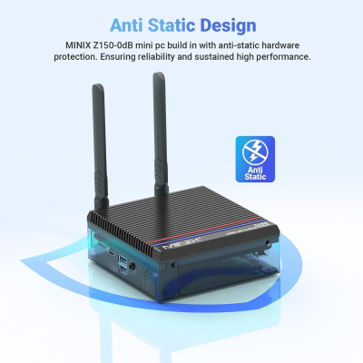 MINIX Z150-0dB Fanless Mini PC, Intel N150 (Upgraded N100), 8GB DDR4/256 GB PCIe Gen3 x 4 SSD/4K Dual Display/2.5G LAN/USB-C/Windows 11 Pro/Auto Power On, for Home Office...
