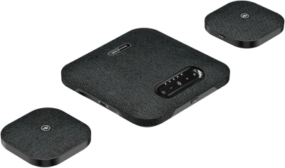 Project Telecom Premium EX Wireless Speakerphone & Mics – Bluetooth & USB Conference Speaker with 4 Built-in Mics & 2 Wireless Mics, Noise Cancelling, 10-Hour Battery