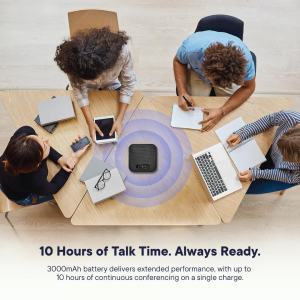 Project Telecom Premium EX Wireless Speakerphone & Mics – Bluetooth & USB Conference Speaker with 4 Built-in Mics & 2 Wireless Mics, Noise Cancelling, 10-Hour Battery