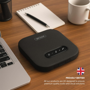 Project Telecom Premium EX Wireless Speakerphone & Mics – Bluetooth & USB Conference Speaker with 4 Built-in Mics & 2 Wireless Mics, Noise Cancelling, 10-Hour Battery