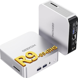 ⁦GEEKOM[Ultra Quiet A8 Max AI Mini PC Windows 11 Pro, with AMD Ryzen 9 8945HS(Up to 5.2GHz), 32GB DDR5 RAM(Up to 128GB) &1TB SSD, Dual HDMI 4K@120Hz Quad Display/USB4.0/8×USB for Gaming/Video Editing⁩ – תמונה ⁦1⁩