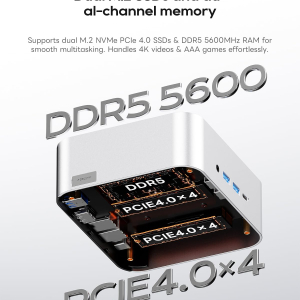 AOOSTAR MINI PC MACO Ryzen7 H255 Barebones mini computer,Dual DDR5 RAM and M.2 SSD Slots,Fingerprint unlock,Dual USB4+Oculink,8k Quad-screen display,2.5G RJ45*2,Desktop Gaming...