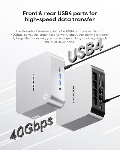 AOOSTAR MINI PC MACO Ryzen7 H255 Barebones mini computer,Dual DDR5 RAM and M.2 SSD Slots,Fingerprint unlock,Dual USB4+Oculink,8k Quad-screen display,2.5G RJ45*2,Desktop Gaming...