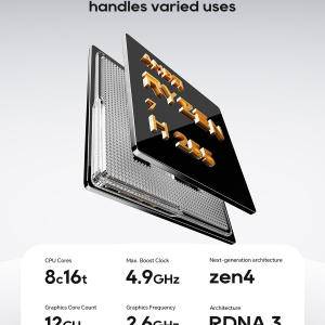 AOOSTAR MINI PC MACO Ryzen7 H255 Barebones mini computer,Dual DDR5 RAM and M.2 SSD Slots,Fingerprint unlock,Dual USB4+Oculink,8k Quad-screen display,2.5G RJ45*2,Desktop Gaming...