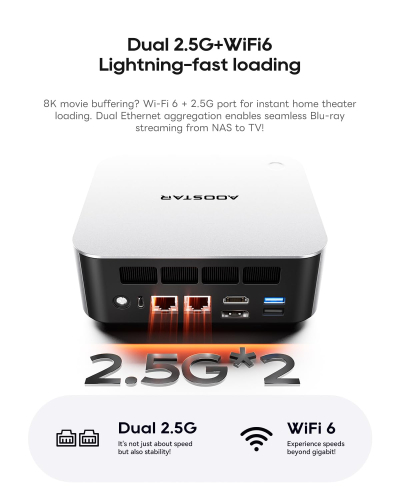 AOOSTAR MINI PC MACO Ryzen7 H255 Barebones mini computer,Dual DDR5 RAM and M.2 SSD Slots,Fingerprint unlock,Dual USB4+Oculink,8k Quad-screen display,2.5G RJ45*2,Desktop Gaming...