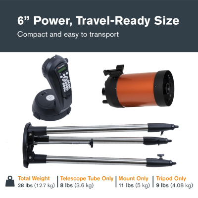 Celestron 11068 NexStar 6SE Computerised Schmidt-Cassegrain Telescope with Fully Automated Mount, SkyAlign Technology and XLT Coating, Black/Orange