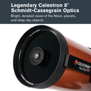 Celestron 11069 NexStar 8SE Computerised Schmidt-Cassegrain Telescope with Advanced GPS, Astroimaging and AutoAlign Features, Black/Orange