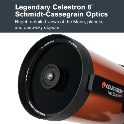 Celestron 11069 NexStar 8SE Computerised Schmidt-Cassegrain Telescope with Advanced GPS, Astroimaging and AutoAlign Features, Black/Orange
