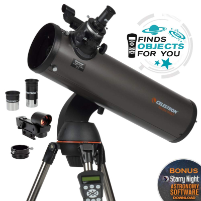 Celestron 31145 NexStar 130SLT Portable Computerised Newtonian Reflector Telescope with Quick-release Fork-arm Mount, Accessory Tray and 'Starry Night' Special Edition Software,...